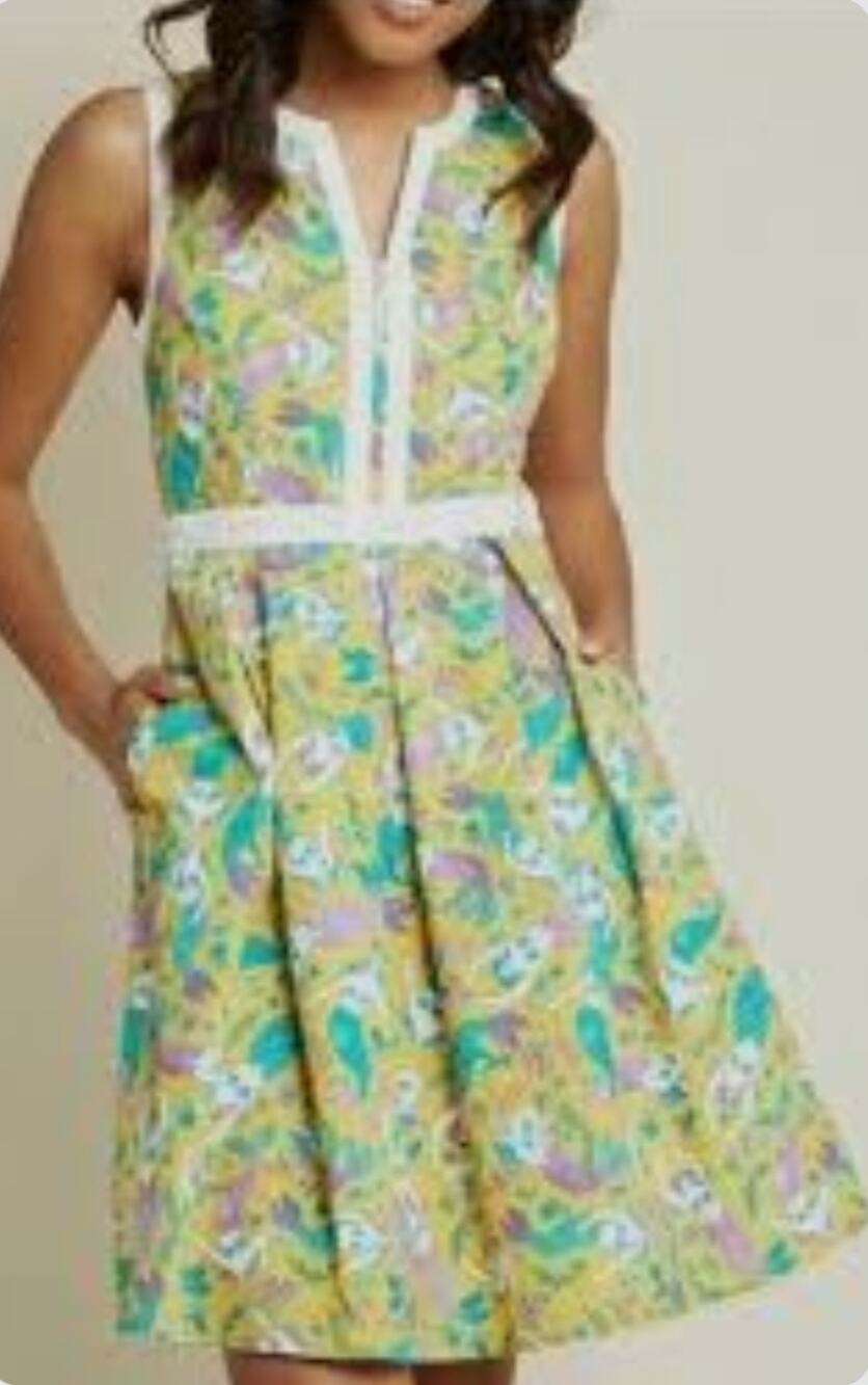 Modcloth Your Own Approach Mermaid Fsh Dress Cotton Size XS Novelty Retro